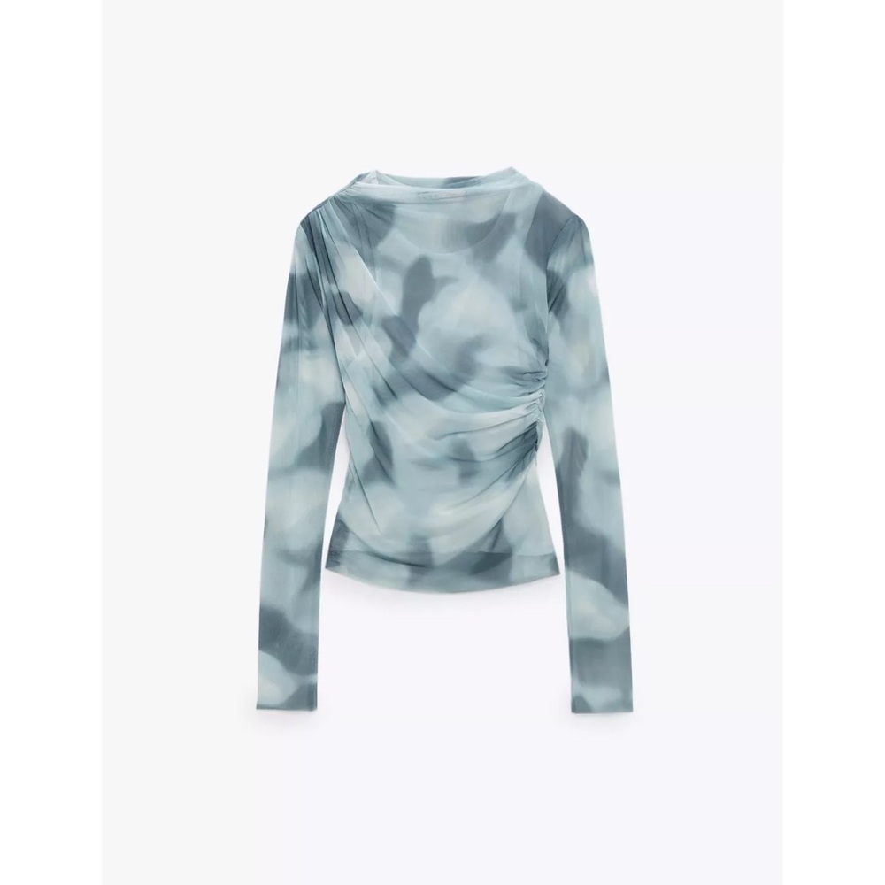 Zara blue tulle top